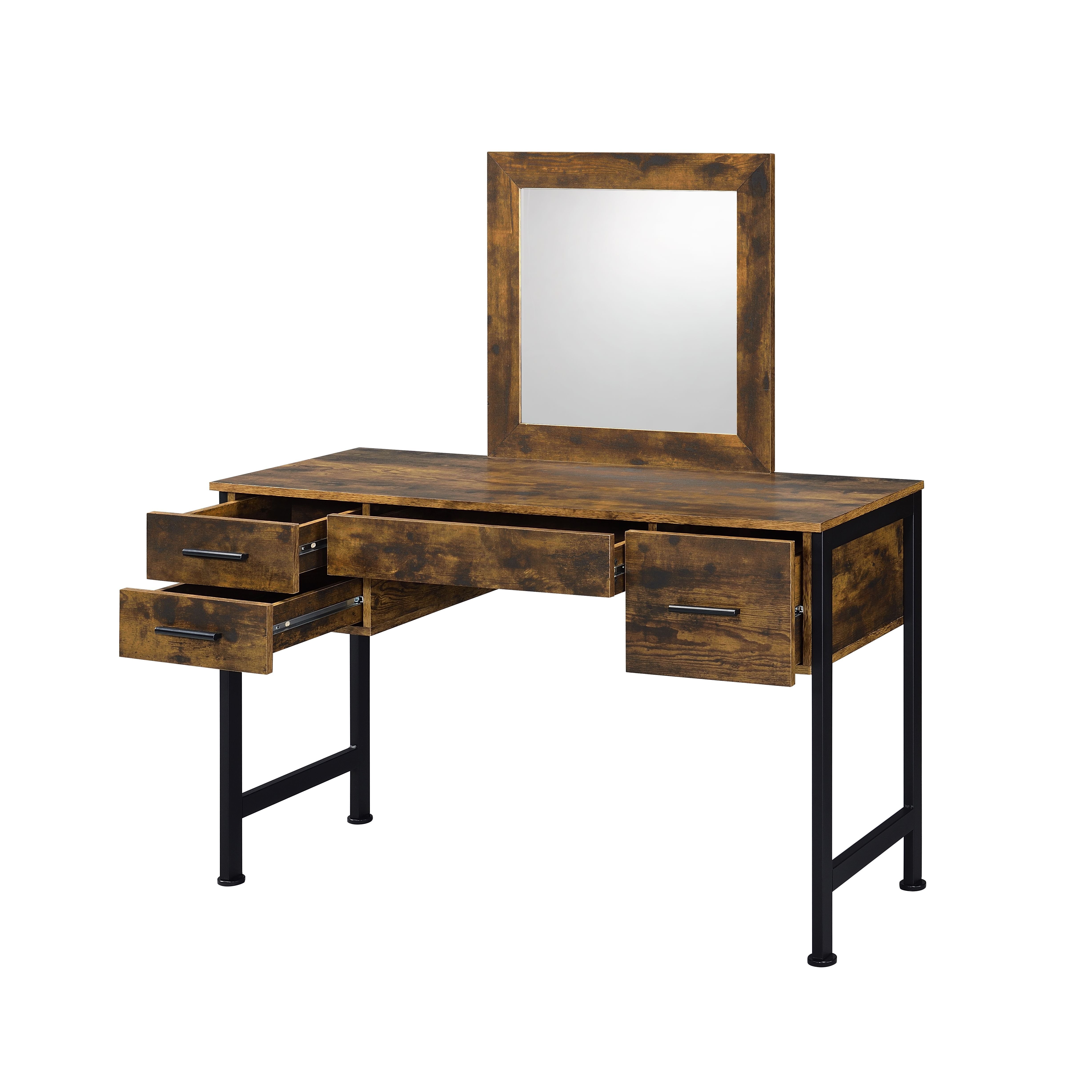 ACME Juvanth - Vanity Desk - Rustic Oak & Black Finish | Meri Furniture
