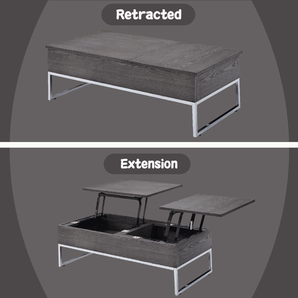 Iban - Coffee Table With Lift Top - Gray Oak & Chrome