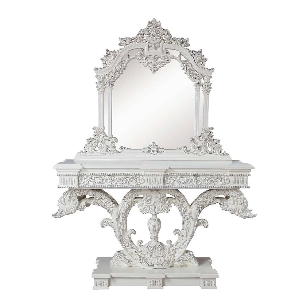 ACME Vanaheim - Console Table - Antique White Finish | Meri Furniture
