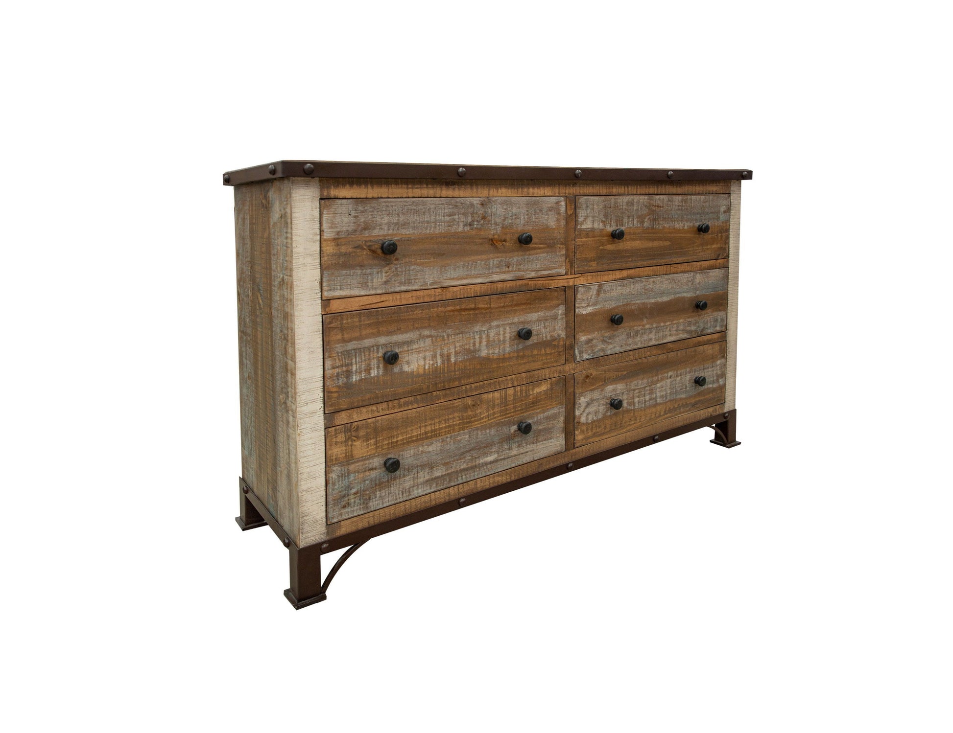 International Furniture Direct Antique - Dresser With 6 Drawers - Multicolor | Meri Furniture
