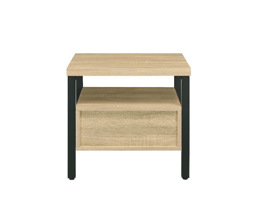 ACME Yawan - Accent Table - Oak & Black Finish | Meri Furniture