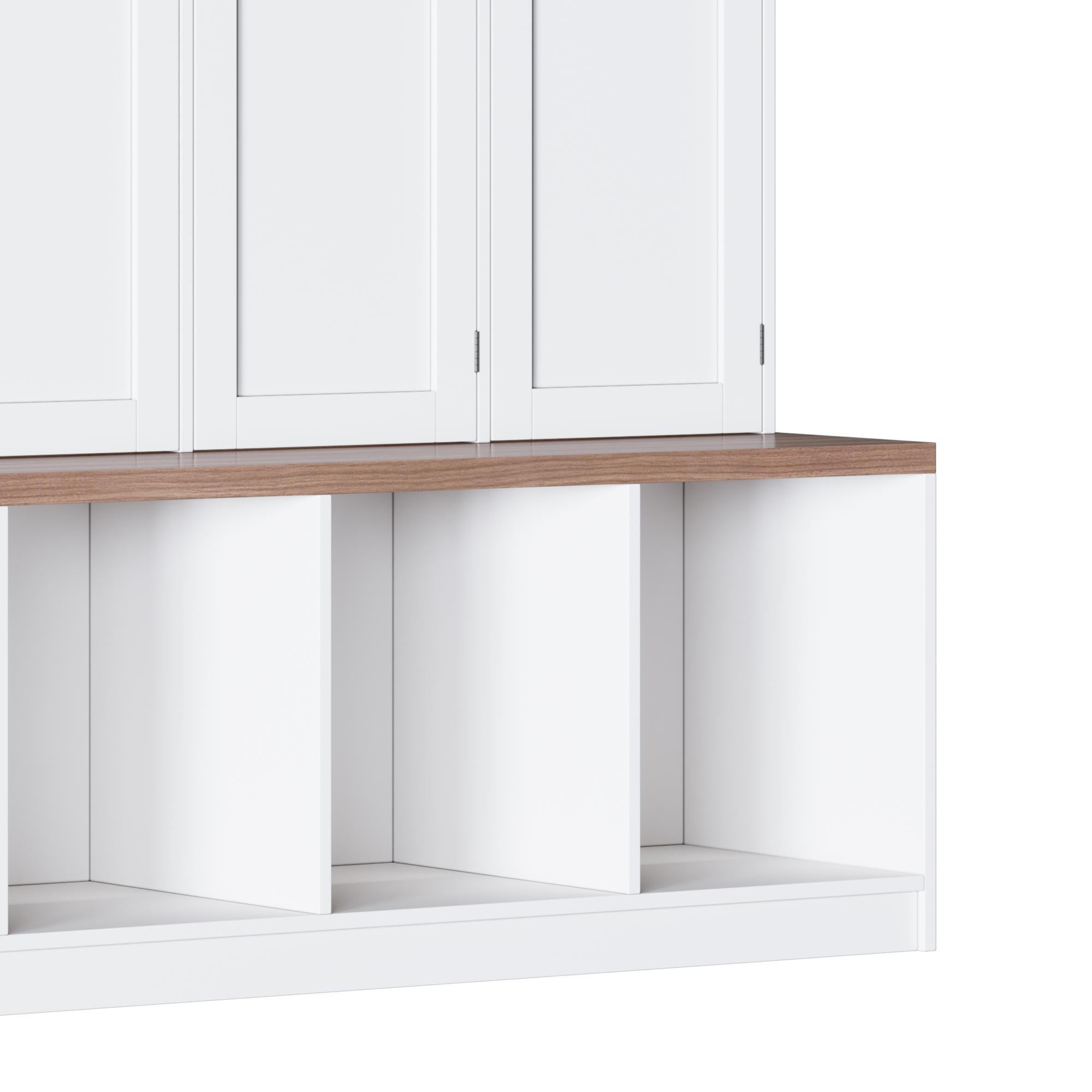 Farmhouse Hall Tree With 4 Hidden Hanging Hooks And 8 Doors