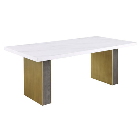 Coaster Fine Furniture Carla - Cultured Carrara Marble Top Dining Table - White | Meri Furniture