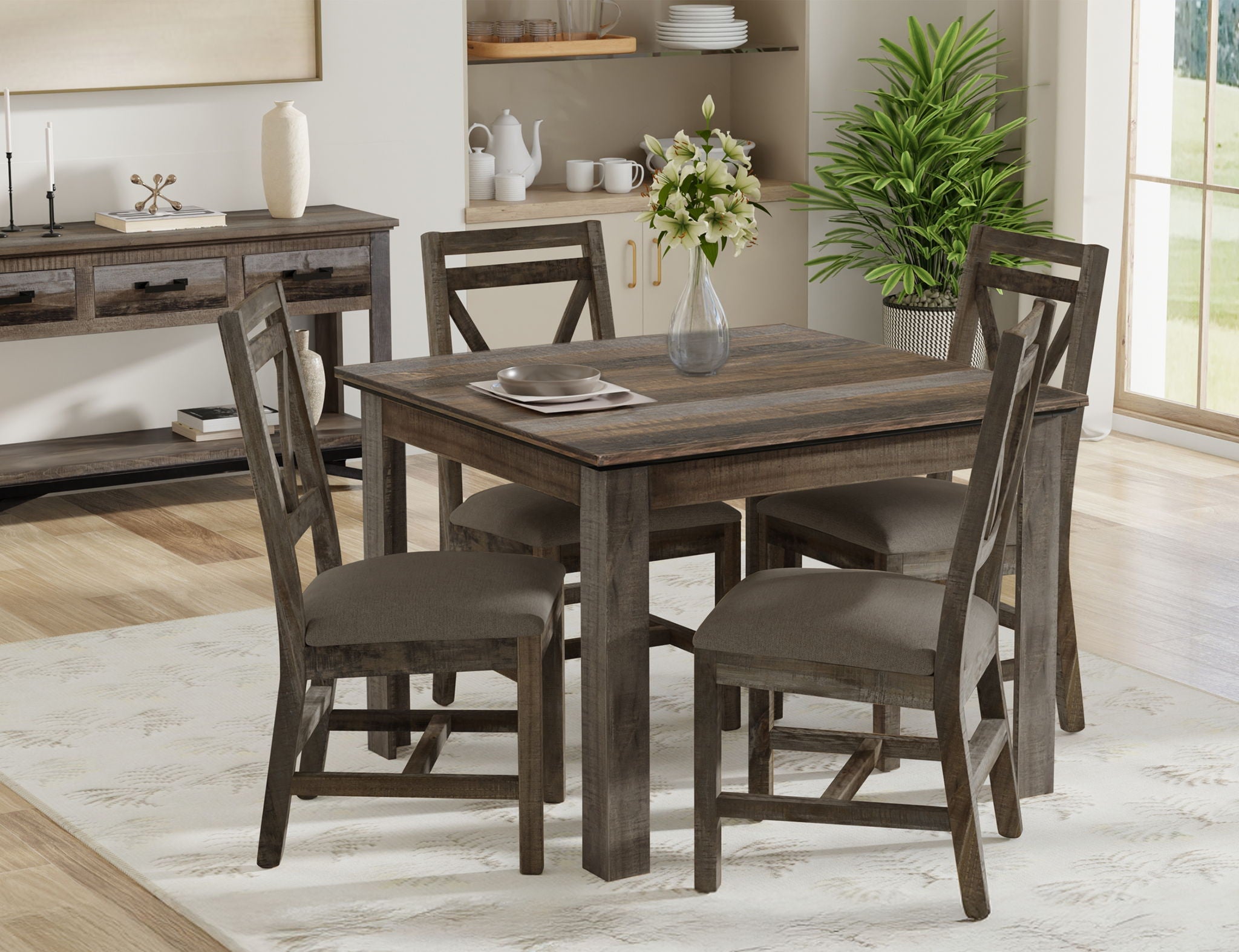 Loft - Chair With Fabric Seat (Set of 2) - Two Tone Gray / Brown