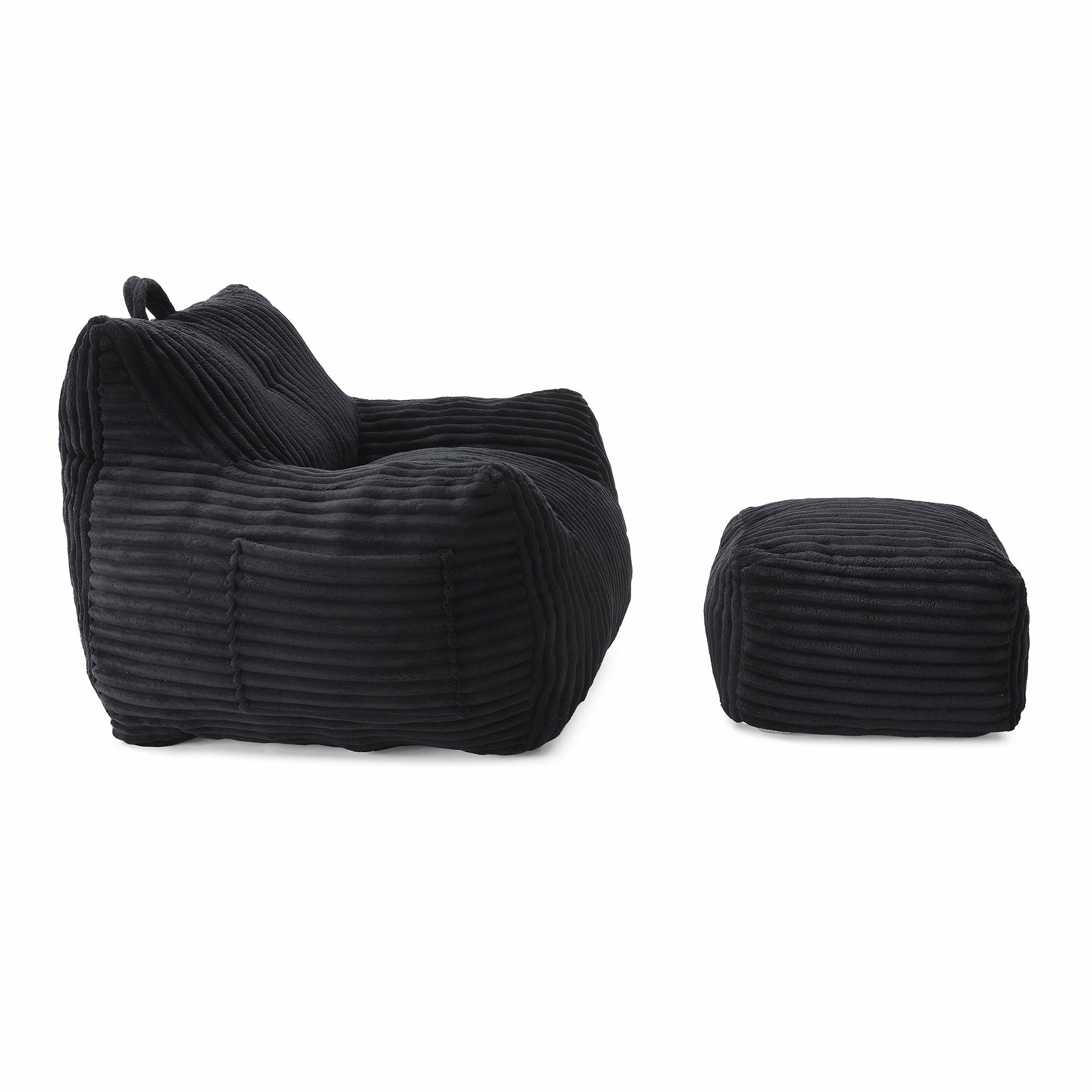 Giant Plush Bean Bag Chair With Armrests And Footstool