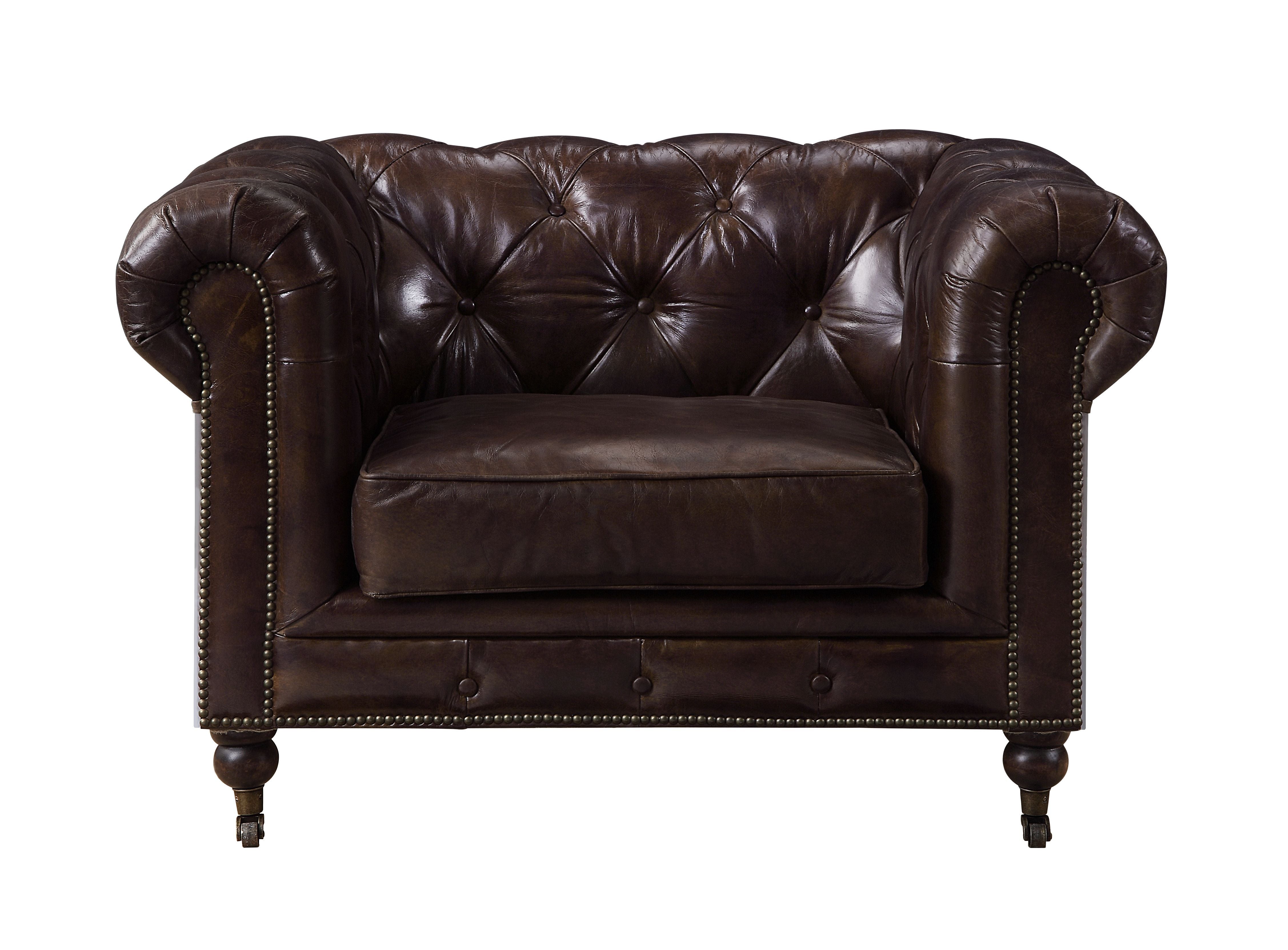 ACME Aberdeen - Chair - Vintage Brown Top Grain Leather | Meri Furniture