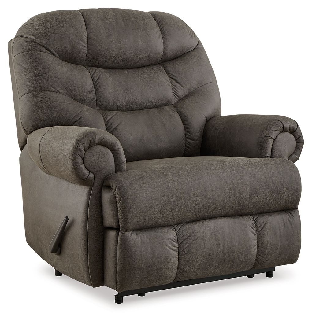 Signature Design by Ashley® Camera Time - Gunmetal - Zero Wall Recliner | Meri Furniture