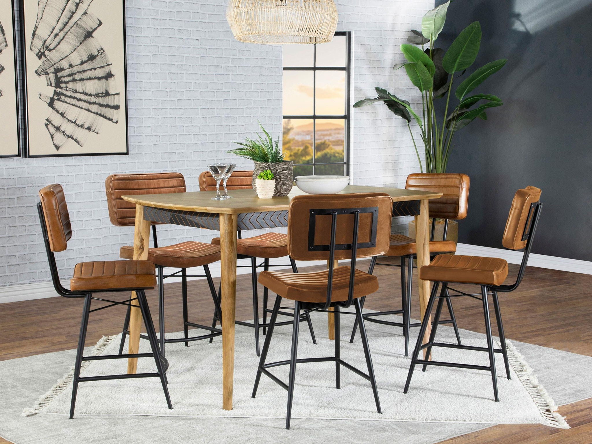 Partridge 7-piece Counter Dining Set Sheesham and Camel