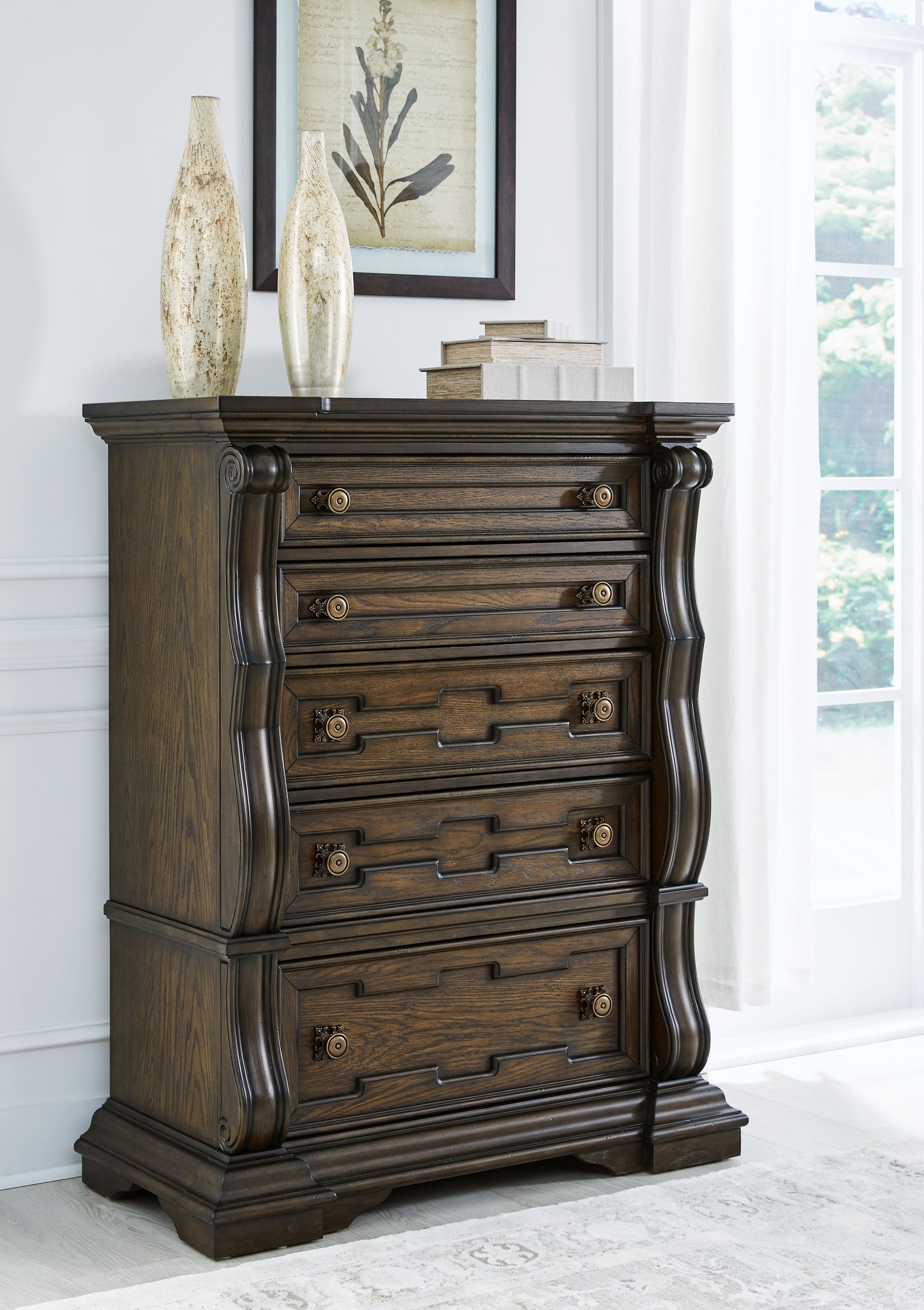 Signature Design by Ashley® Maylee - Dark Brown - Five Drawer Chest | Meri Furniture