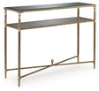 Signature Design by Ashley® Cloverty - Aged Gold Finish - Sofa Table | Meri Furniture