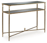 Signature Design by Ashley® Cloverty - Aged Gold Finish - Sofa Table | Meri Furniture