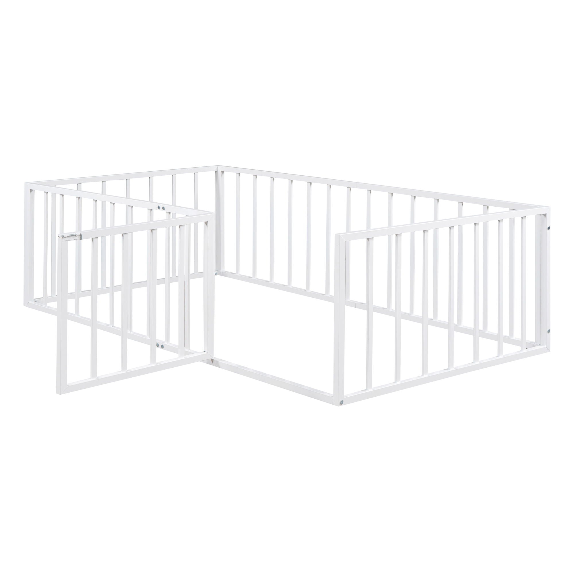Metal Floor Bed Frame With Fence And Door