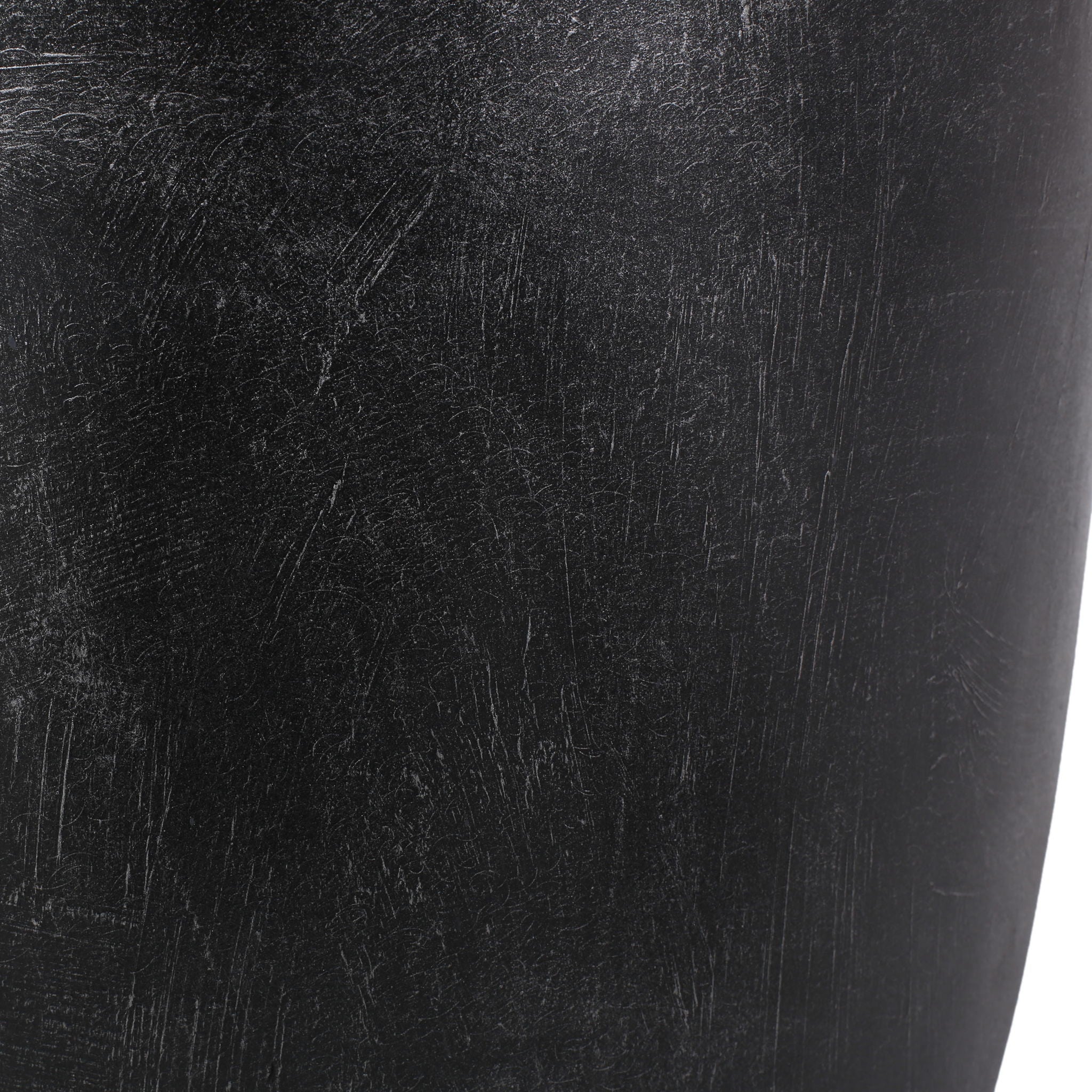 Outdoor Lightweight Concrete End Table With Natural Texture - Matte Black