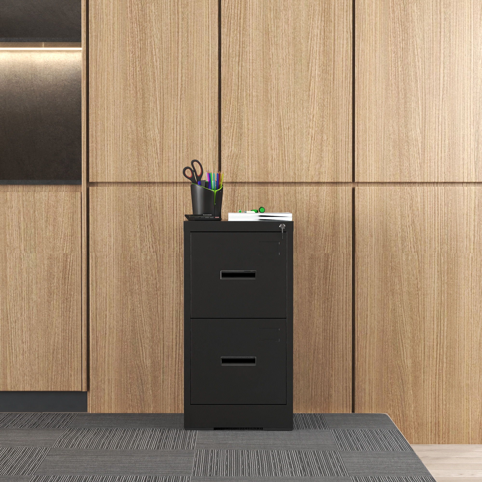 Modern Drawer Metal Vertical File Cabinet With Lock And Card Slot For Office