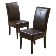 Bonded Leather Upholstered Dining Chair With Solid Wood Legs (Set of 2) - Chocolate