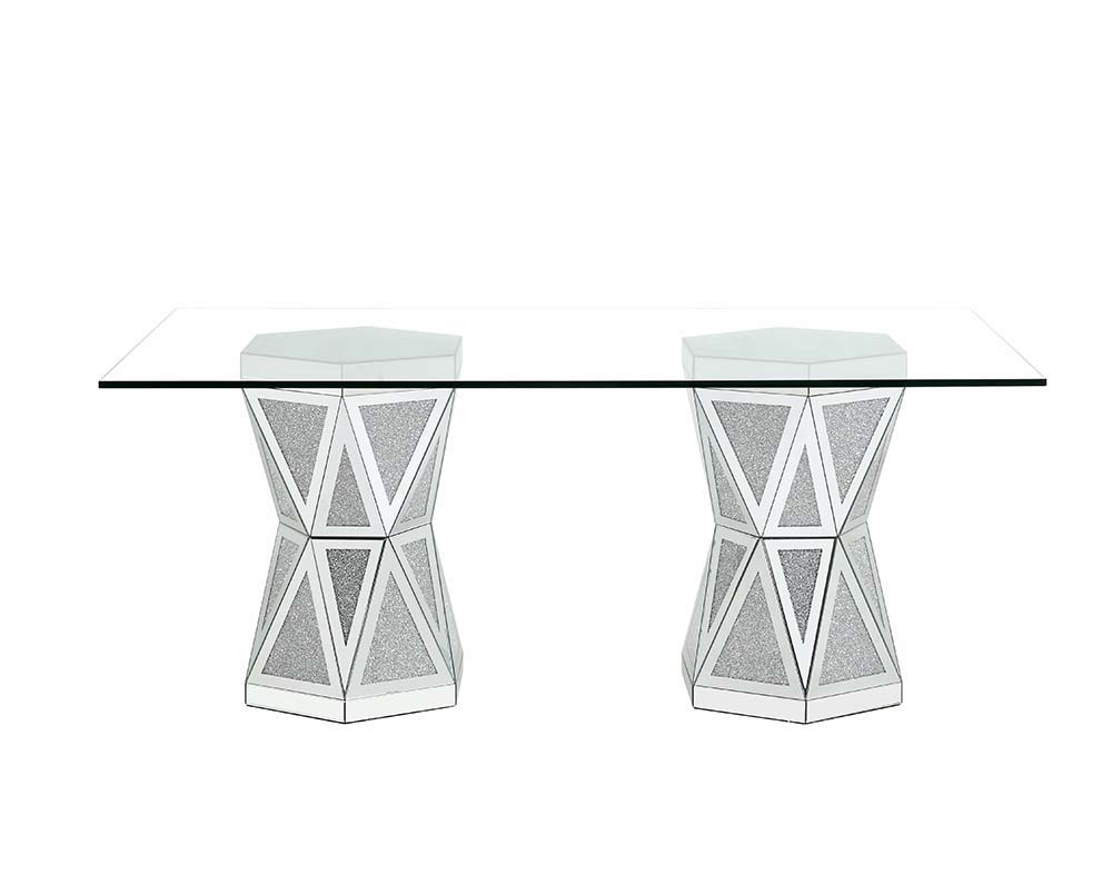 ACME Noralie - Dining Table - Mirrored - Glass | Meri Furniture