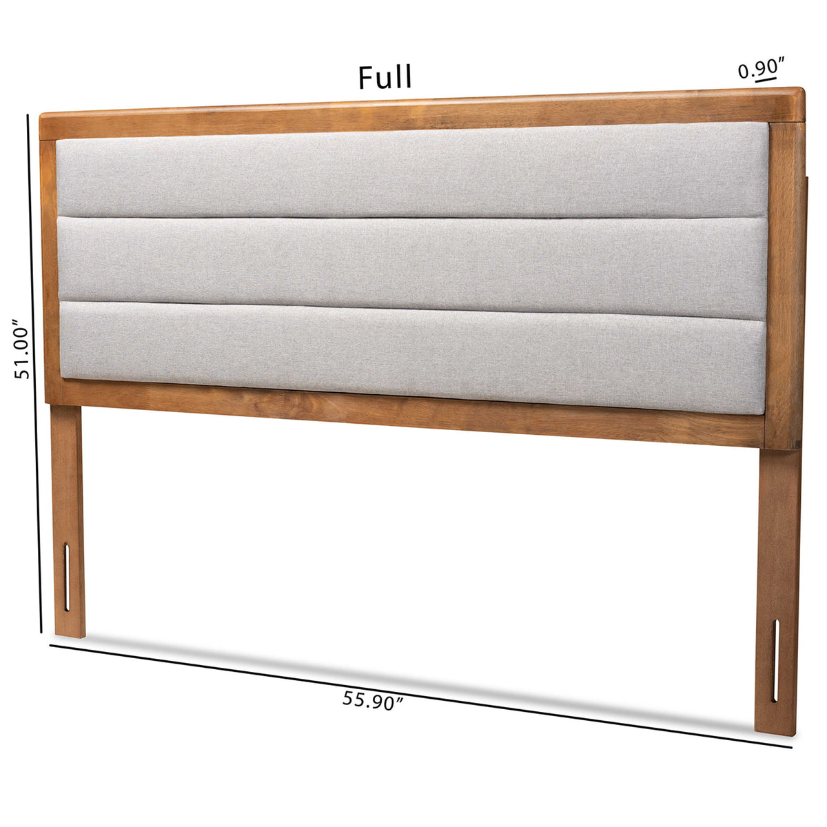 Dexter Modern and Contemporary Light Grey Fabric Upholstered and Walnut Brown Finished Wood King Size Headboard