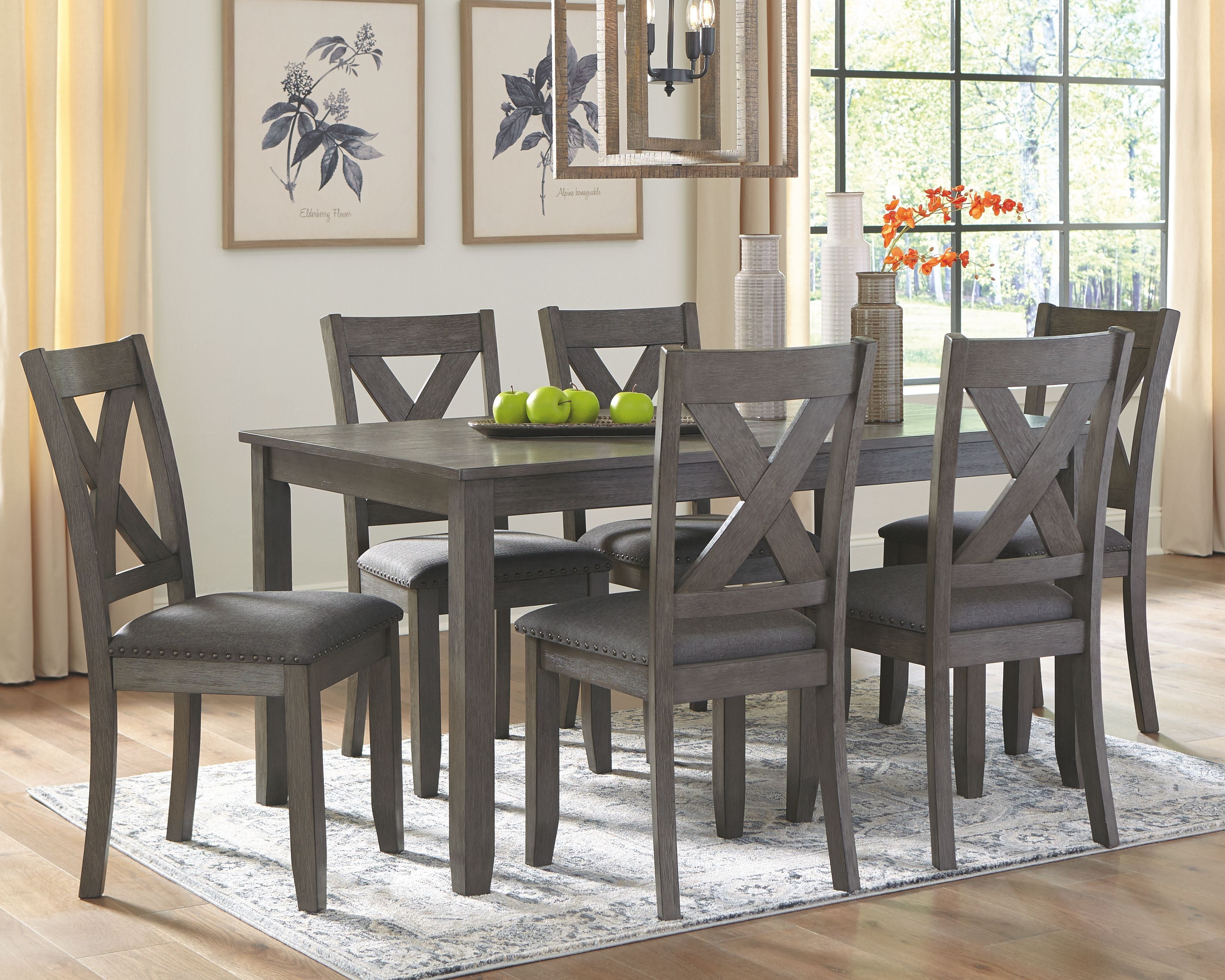 Signature Design by Ashley® Caitbrook - Gray - Rect Drm Table Set (Set of 7) | Meri Furniture