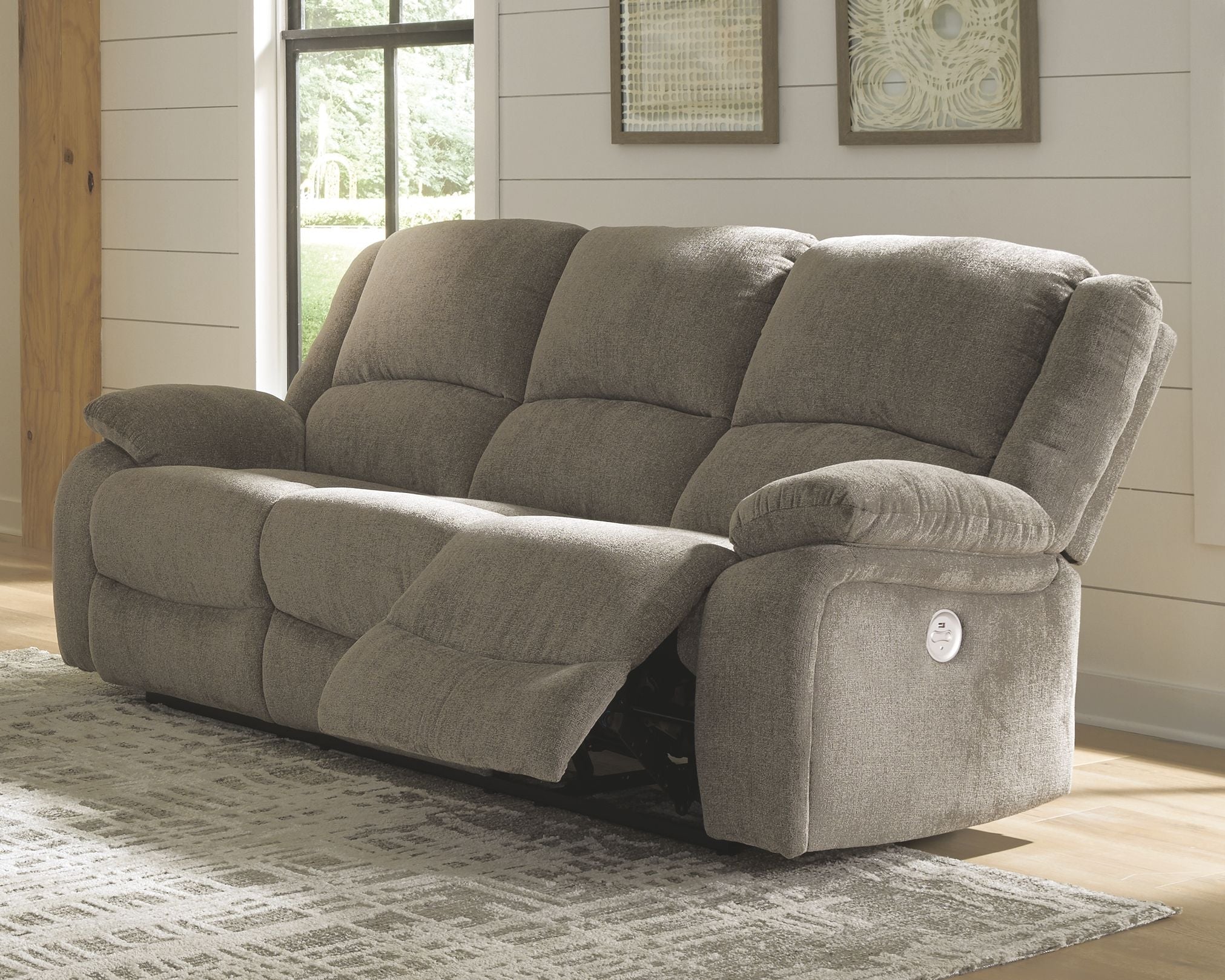 Ashley Furniture Draycoll - Pewter - Reclining Power Sofa | Meri Furniture