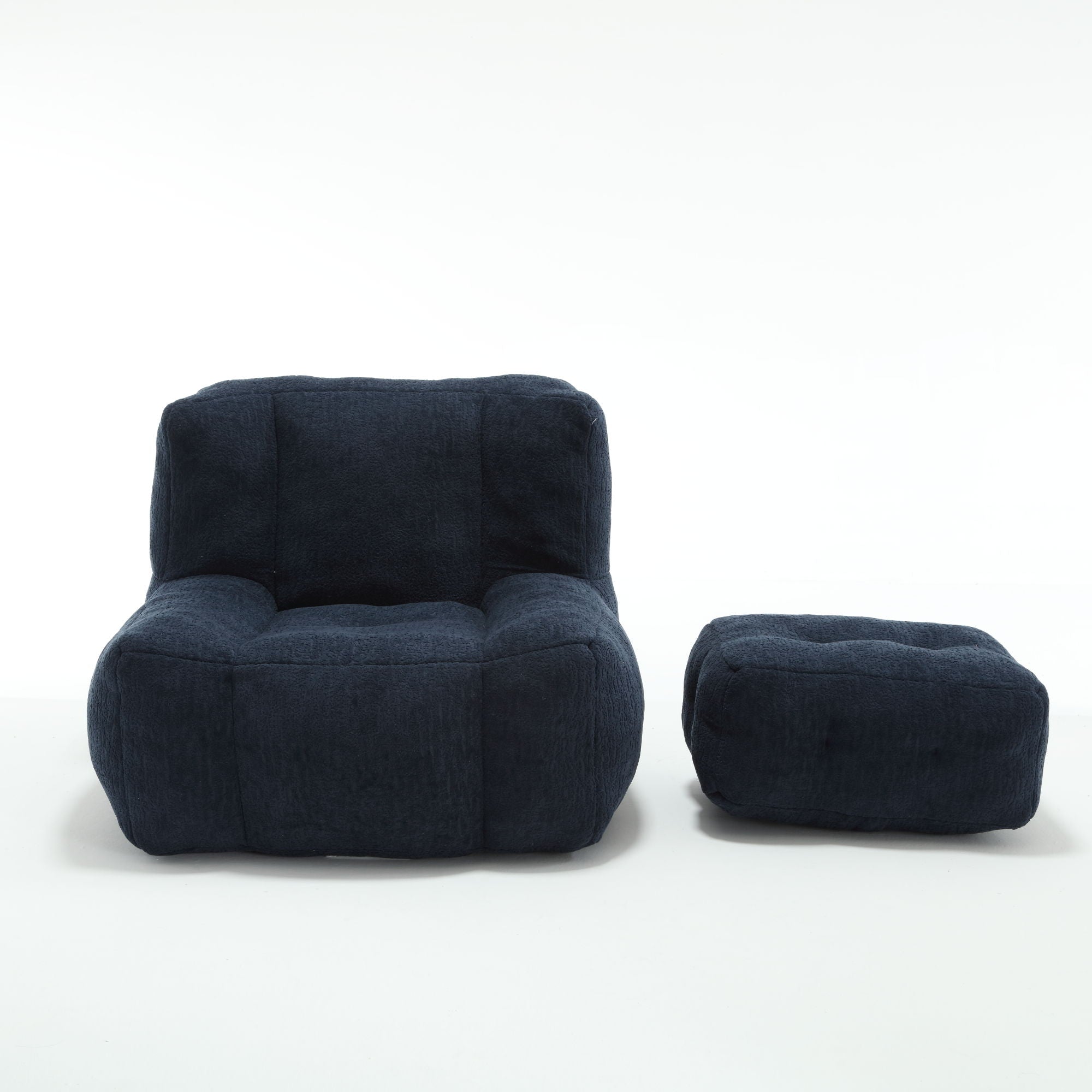 Modern Indoor Fluffy Bean Bag Chair With Memory Foam And Ottoman, Super Soft