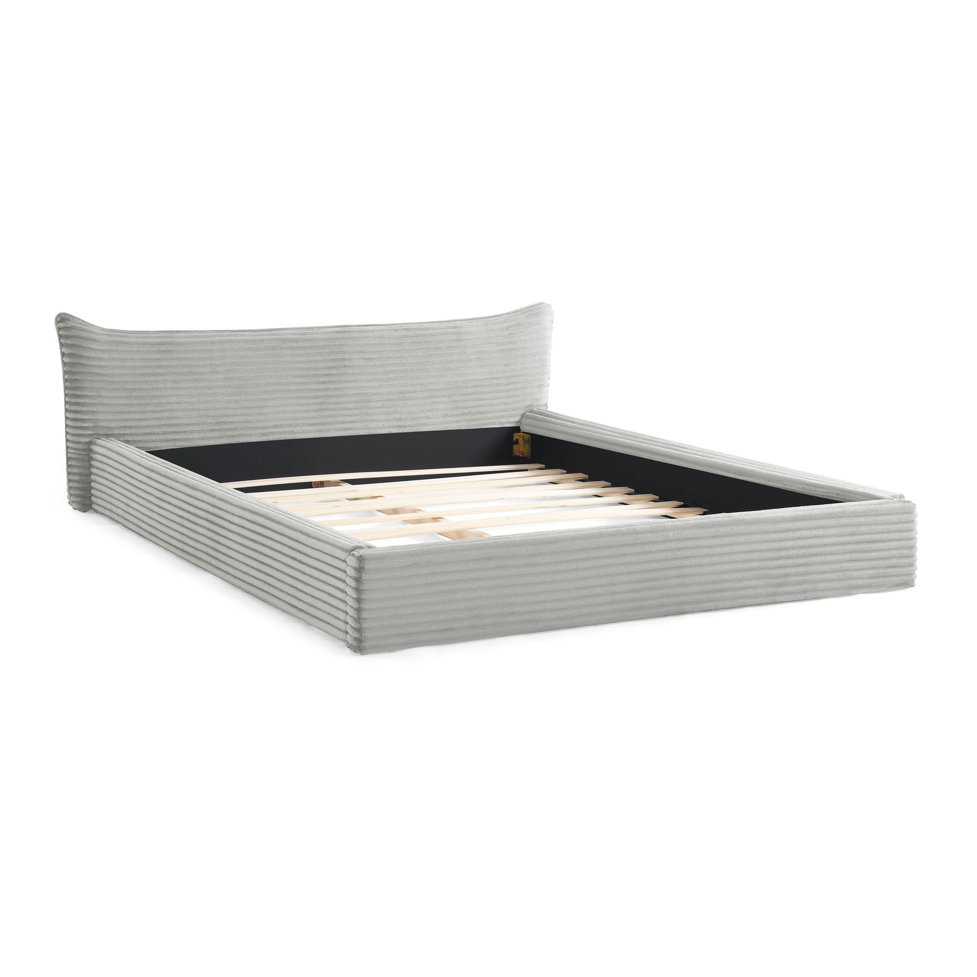 Modern Upholstered Bed Frame With Curved Headboard