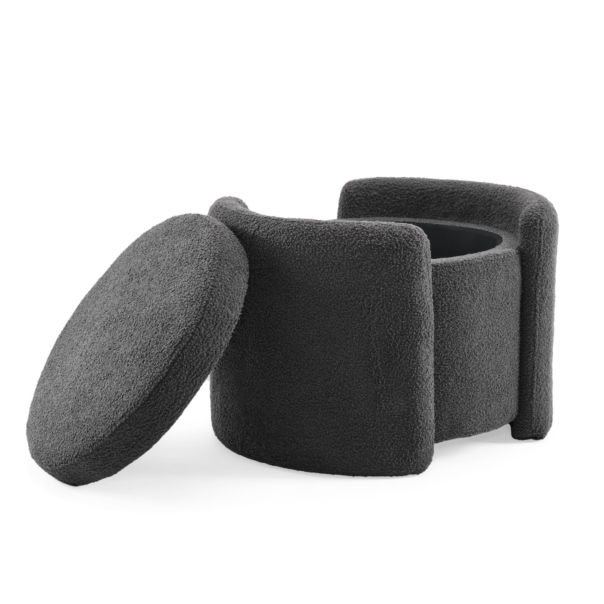 Cozy Boucle Storage Ottoman, Stylish Comfort With Hidden Storage