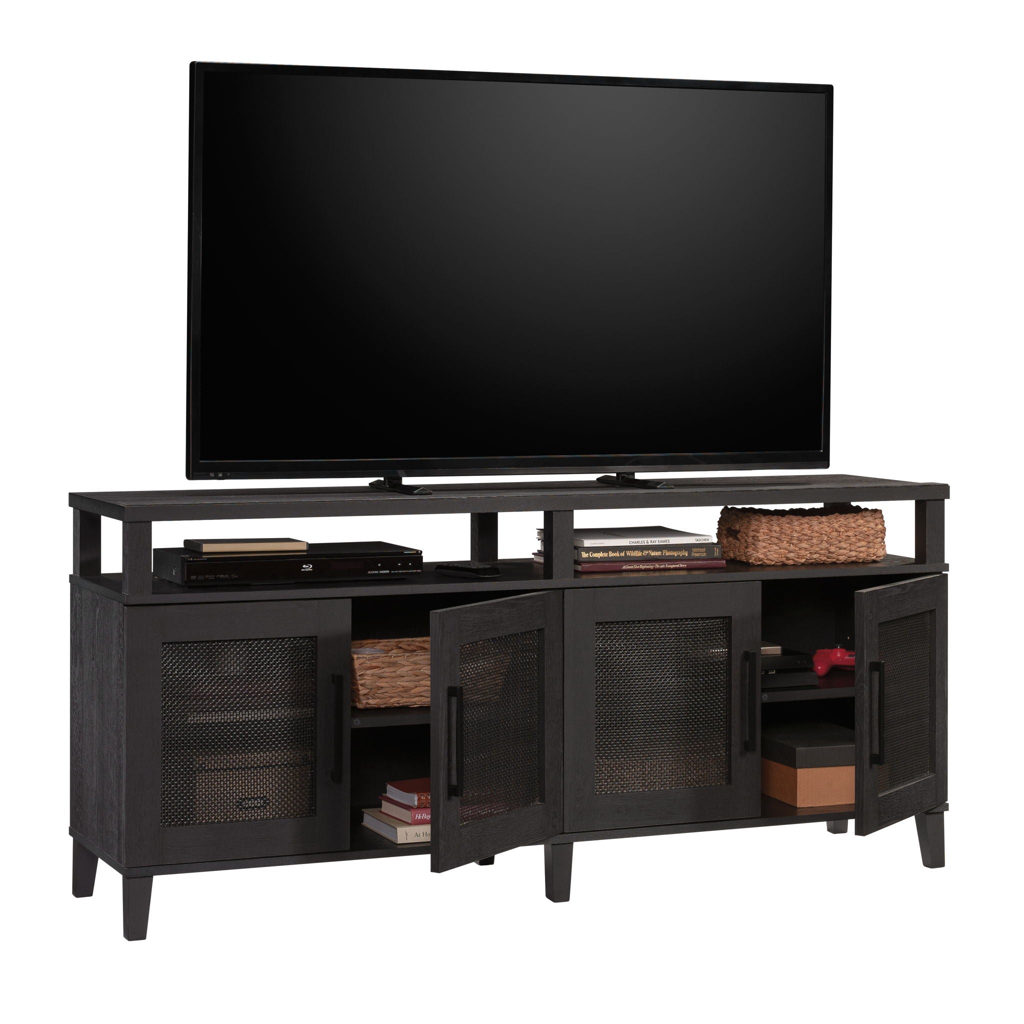 TV Credenza with Doors in Raven Oak