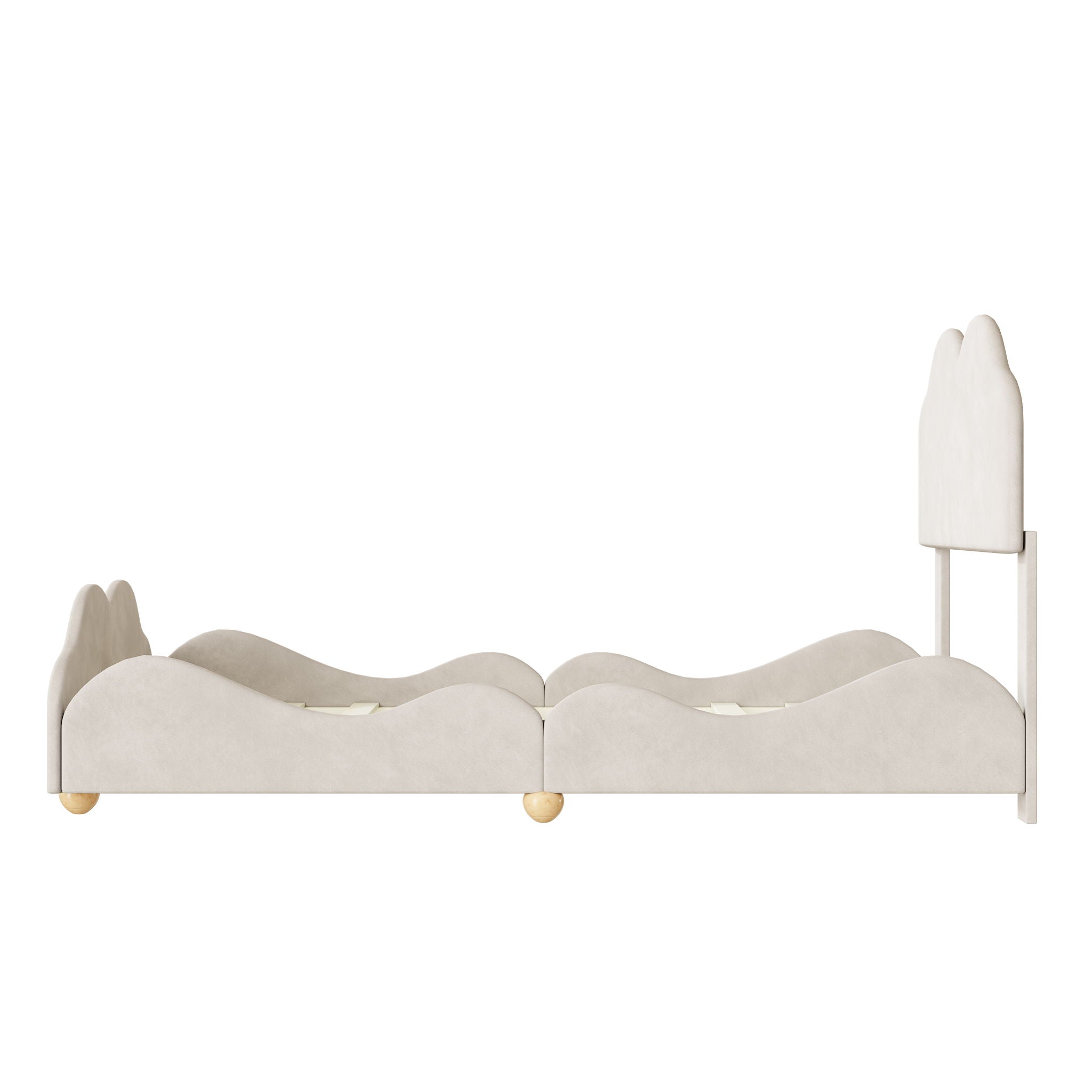 Upholstered Platform Bed With Cloud Shaped Board