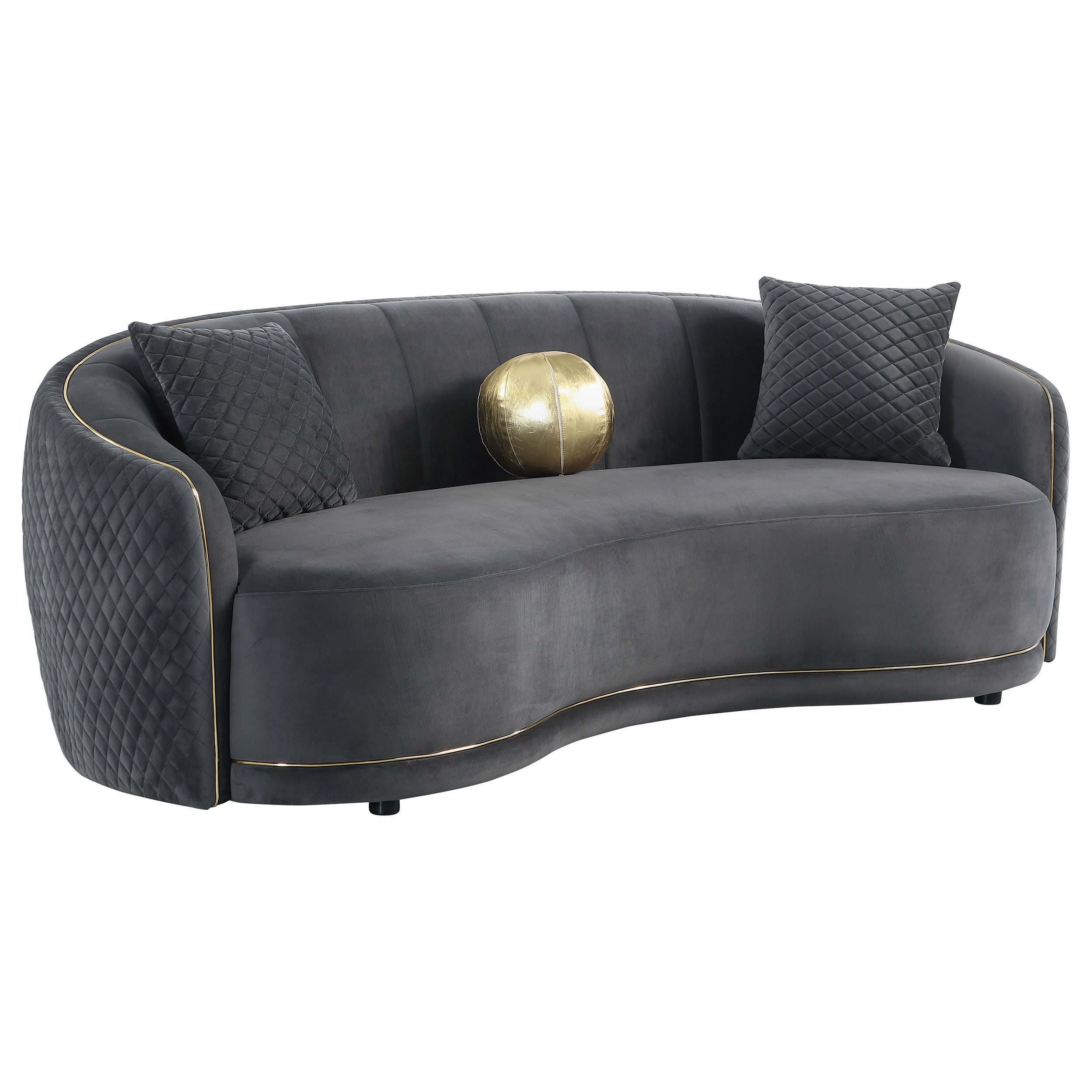 Coaster Fine Furniture Brookside - Velvet Upholstered Curved Sofa - Dark Gray | Meri Furniture