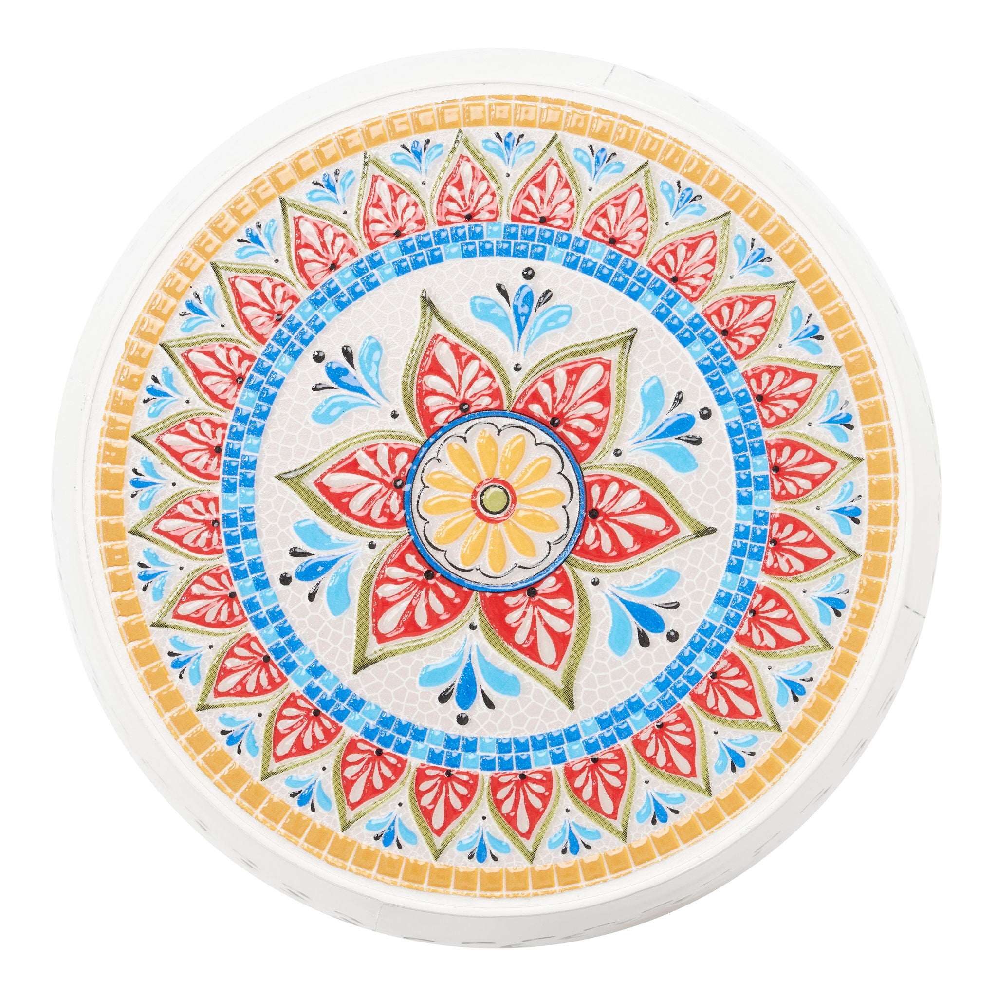 Ruby - Boho Mosaic Side Table With Ceramic Tile Top