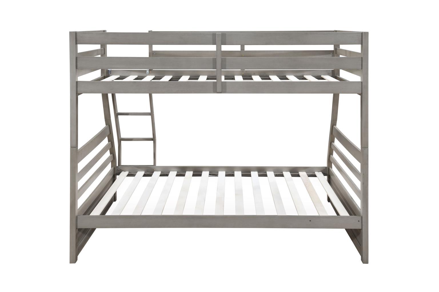 S090 - Twin / Full Bunk Bed - Light Gray