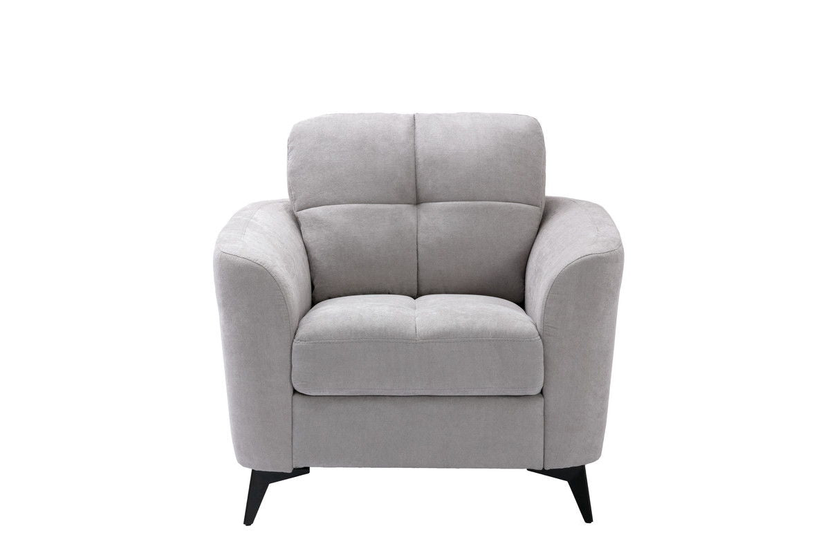 Callie Light Gray Woven Fabric Sofa Loveseat Chair Living Room Set