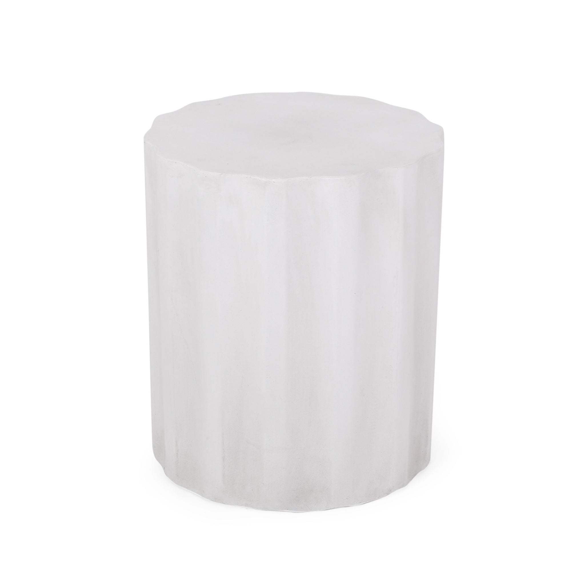 Outdoor End Table With Soft Wave Edge - Antique White