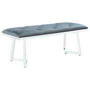 Coaster Fine Furniture Beaufort - Velvet Upholstered Dining Bench - Steel Gray | Meri Furniture