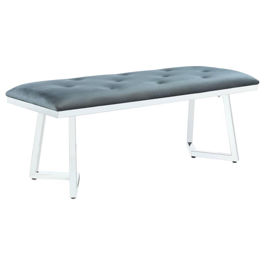 Coaster Fine Furniture Beaufort - Velvet Upholstered Dining Bench - Steel Gray | Meri Furniture