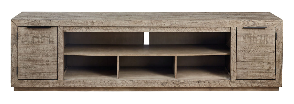 Krystanza - Weathered Gray - XL TV Stand W/Fireplace Option