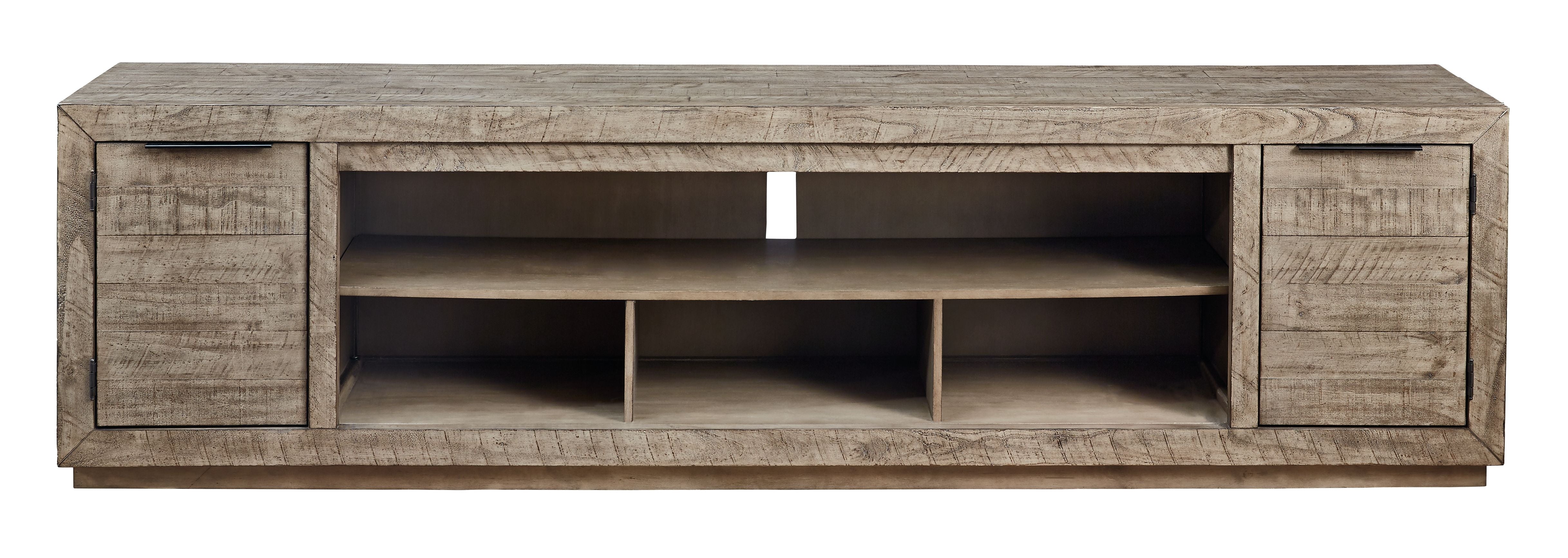 Signature Design by Ashley® Krystanza - Weathered Gray - XL TV Stand W/Fireplace Option | Meri Furniture