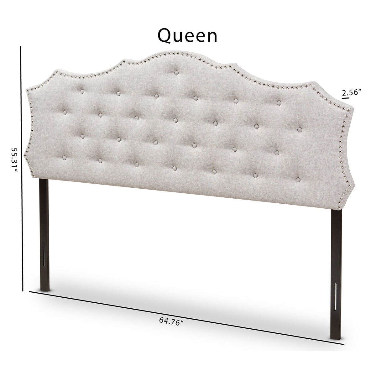 Aurora Modern and Contemporary Greyish Beige Fabric Queen Size Headboard