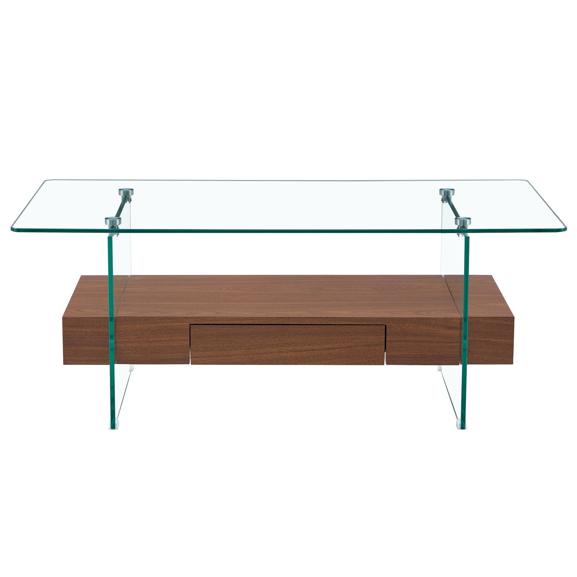 Modern 2 Tier Square Coffee Table, Elegant Marble Pattern