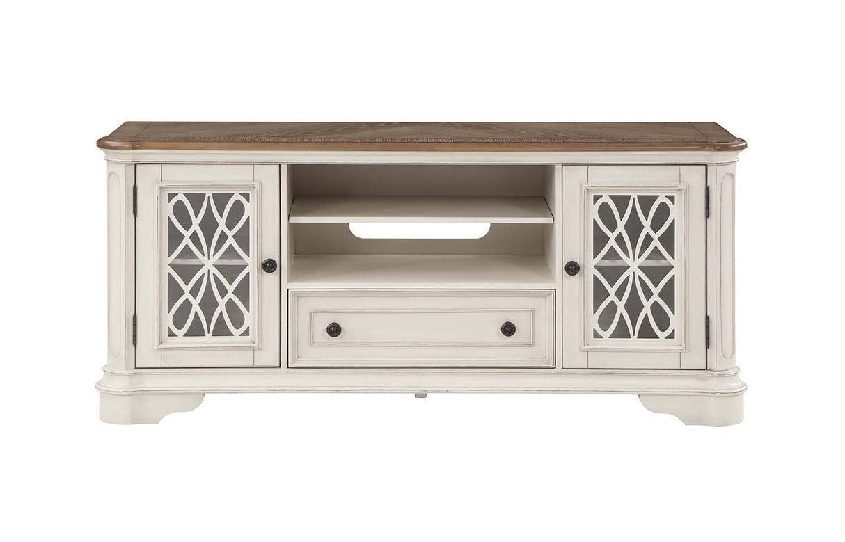 Florian - TV Stand - Oak & Antique White Finish