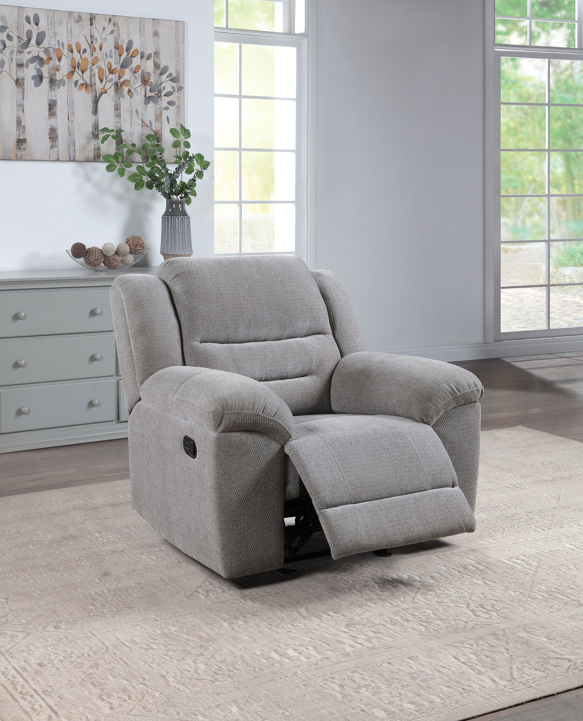 Coaster Fine Furniture Gilson - Chenille Upholstered Reclining Glider Recliner - Gray | Meri Furniture
