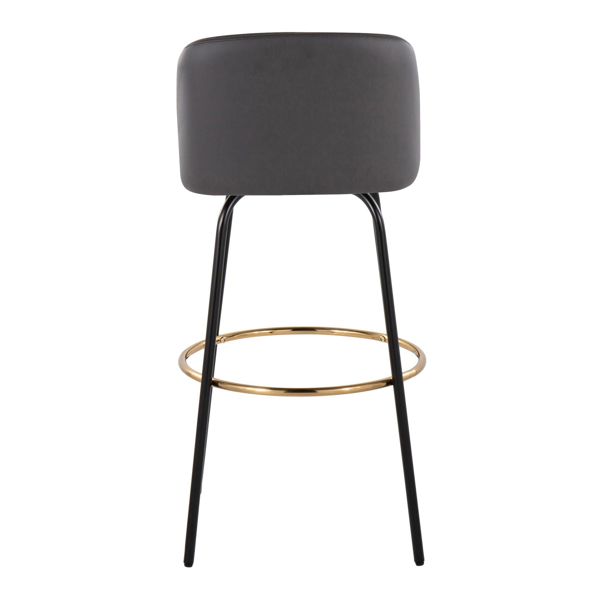 Toriano - Contemporary Fixed Height, Barstool With Swivel & Round Footrest (Set of 2)