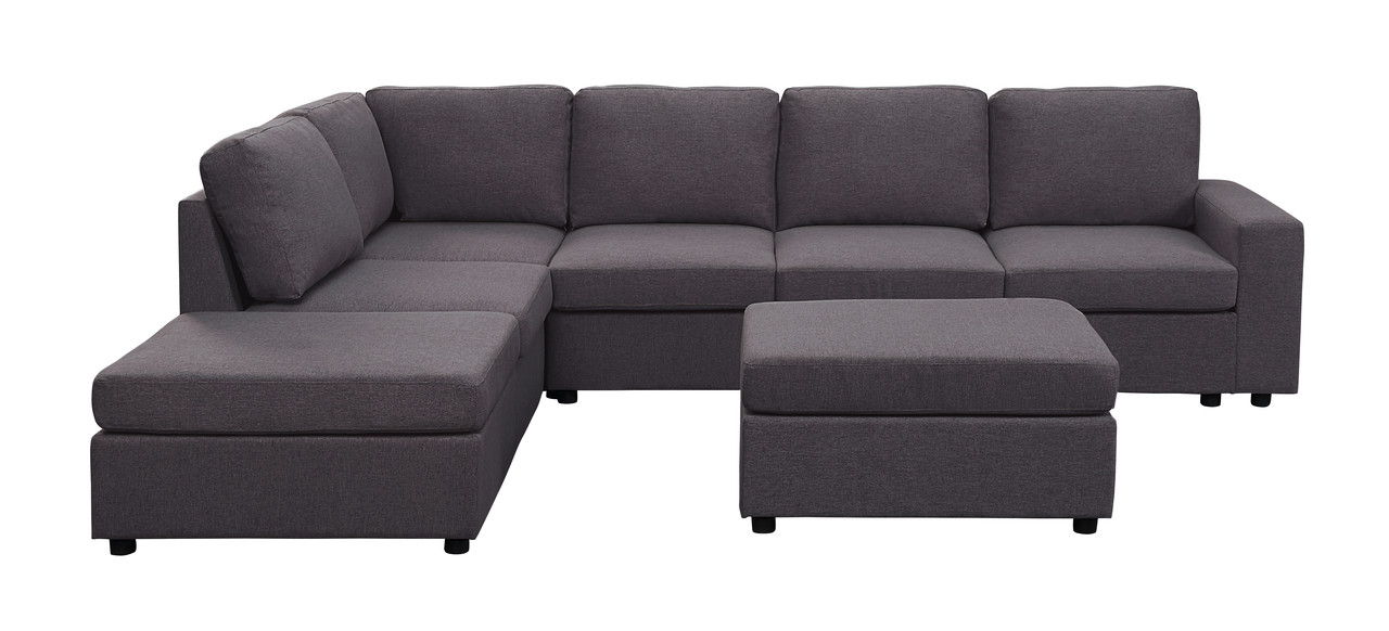 Cassia - 7 Seat Reversible Modular Sectional Sofa With Ottoman