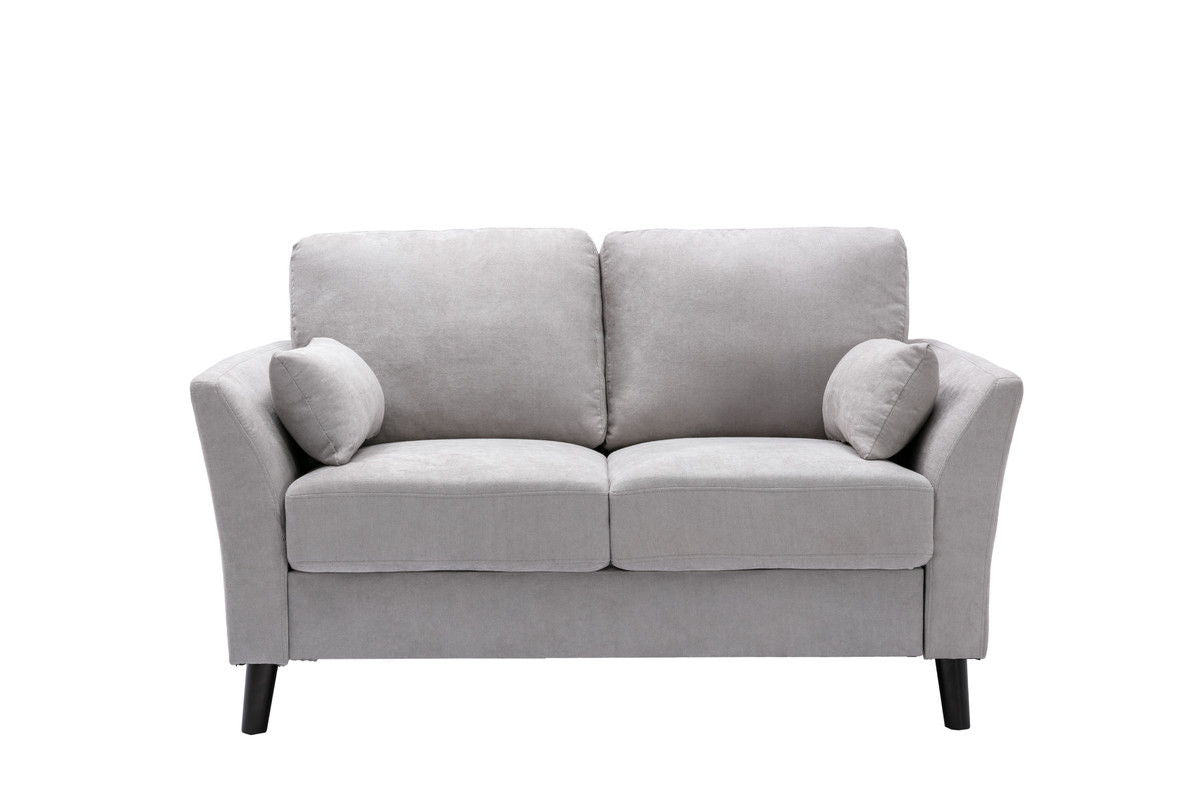 Damian 57"W Light Gray Woven Fabric Loveseat