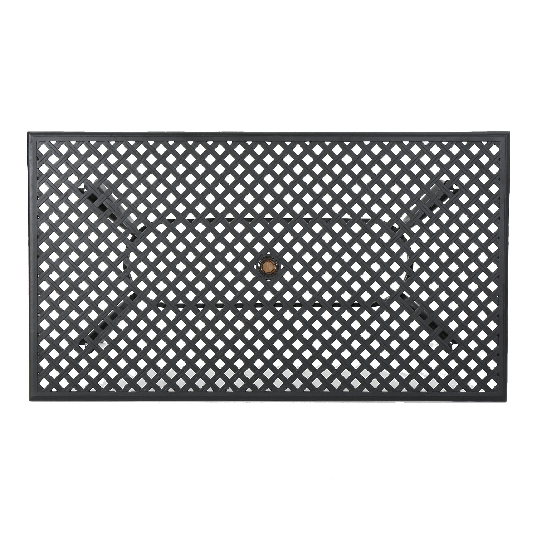Outdoor Aluminum Dining Table With Lattice Design And Center Umbrella Hole - Black