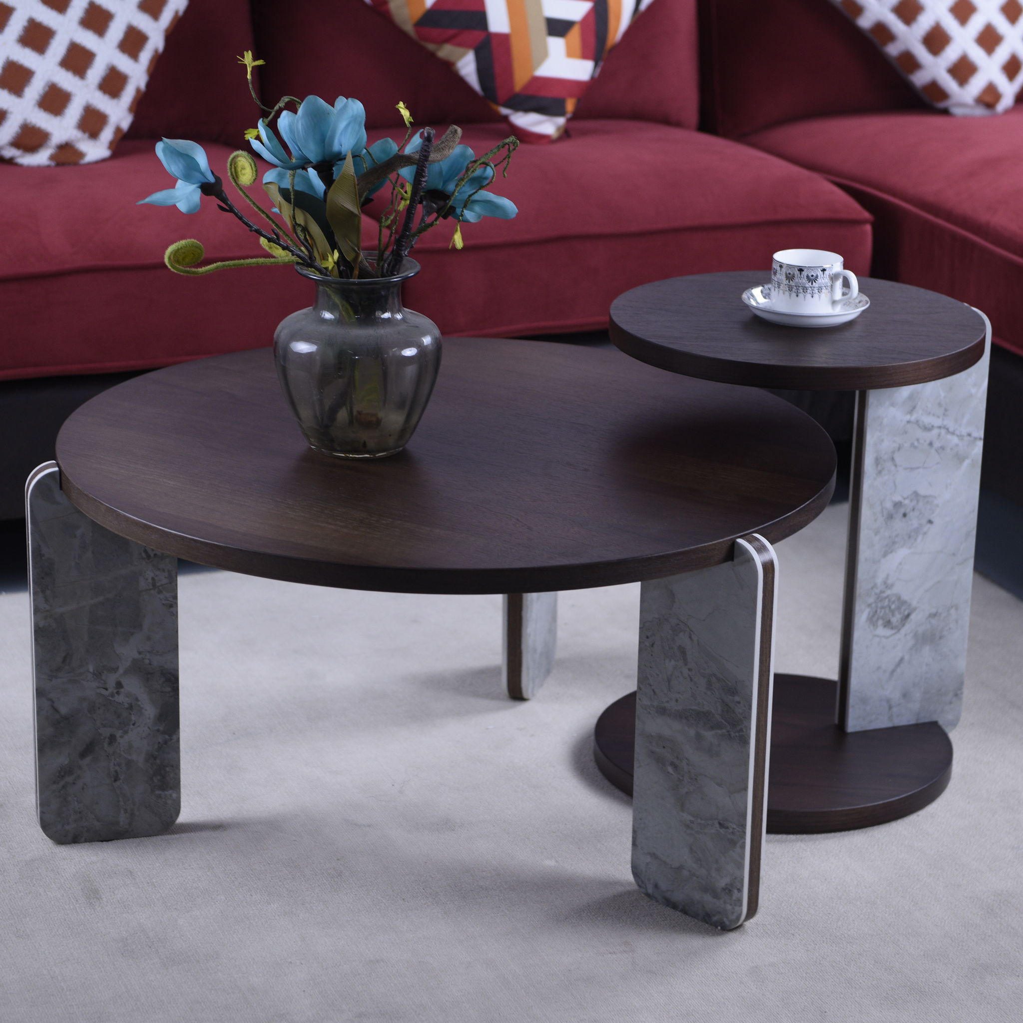 Coffee Table Set With Center Table & Side Table