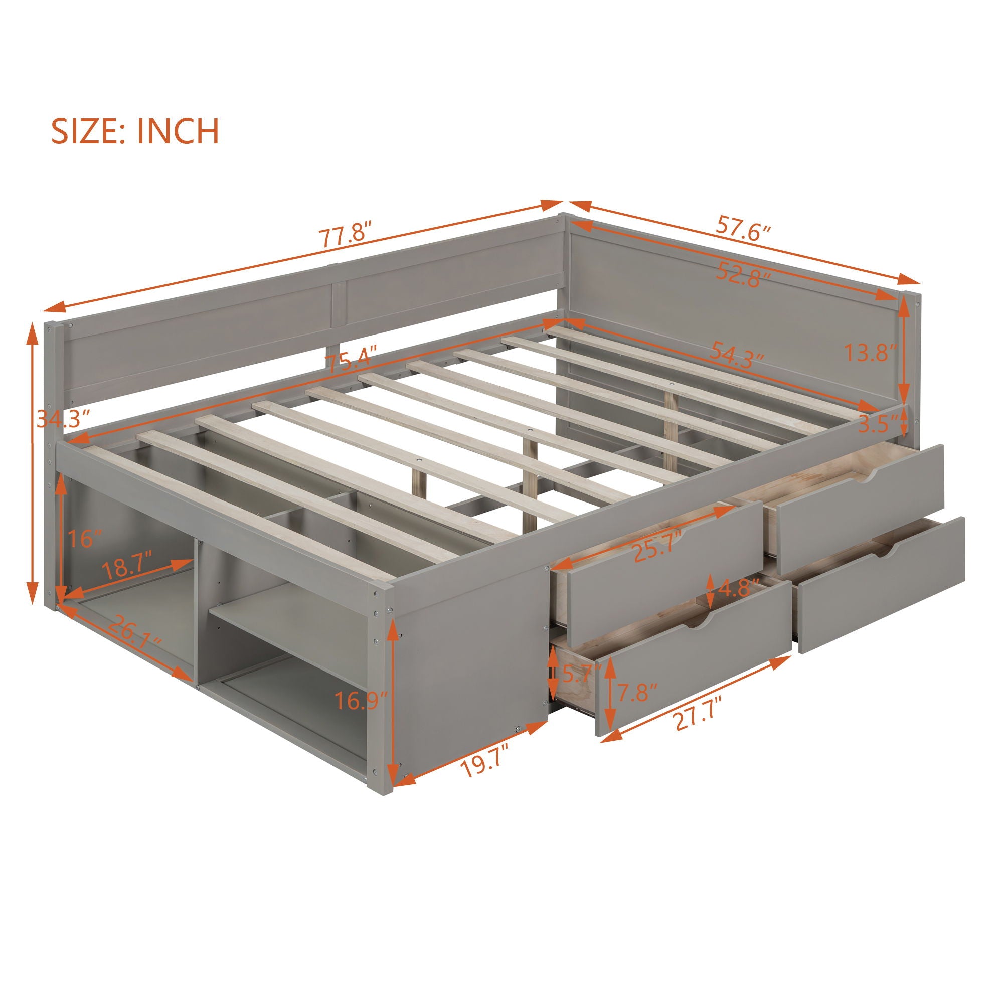 Daybed With Drawers And Shelves