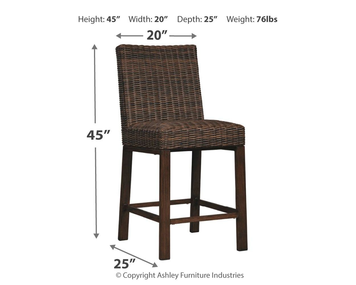 Ashley Furniture Paradise - Medium Brown - Barstool (Set of 2) | Meri Furniture