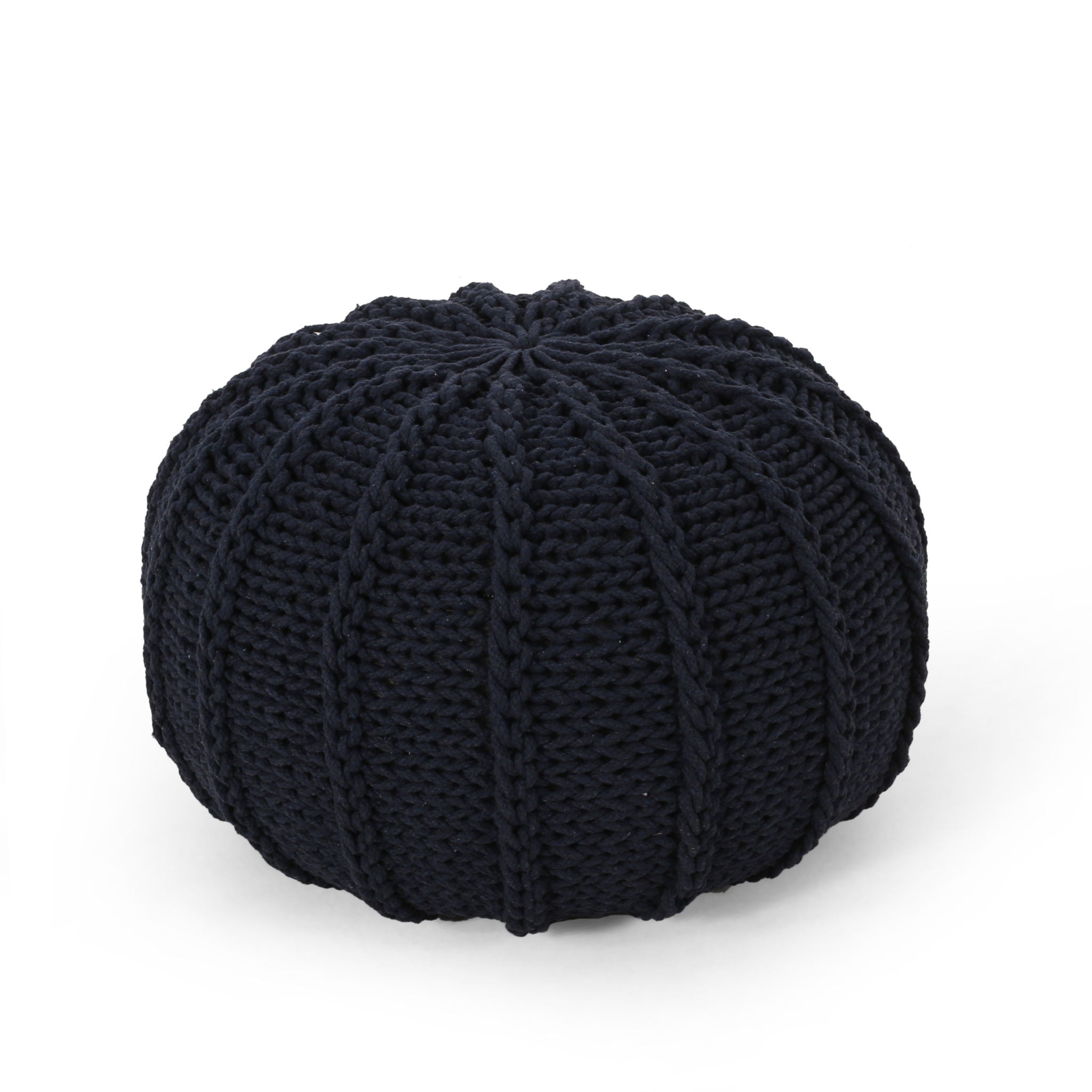 Bordeaux - Knitted Cotton Round Pouf Ottoman And Floor Cushion