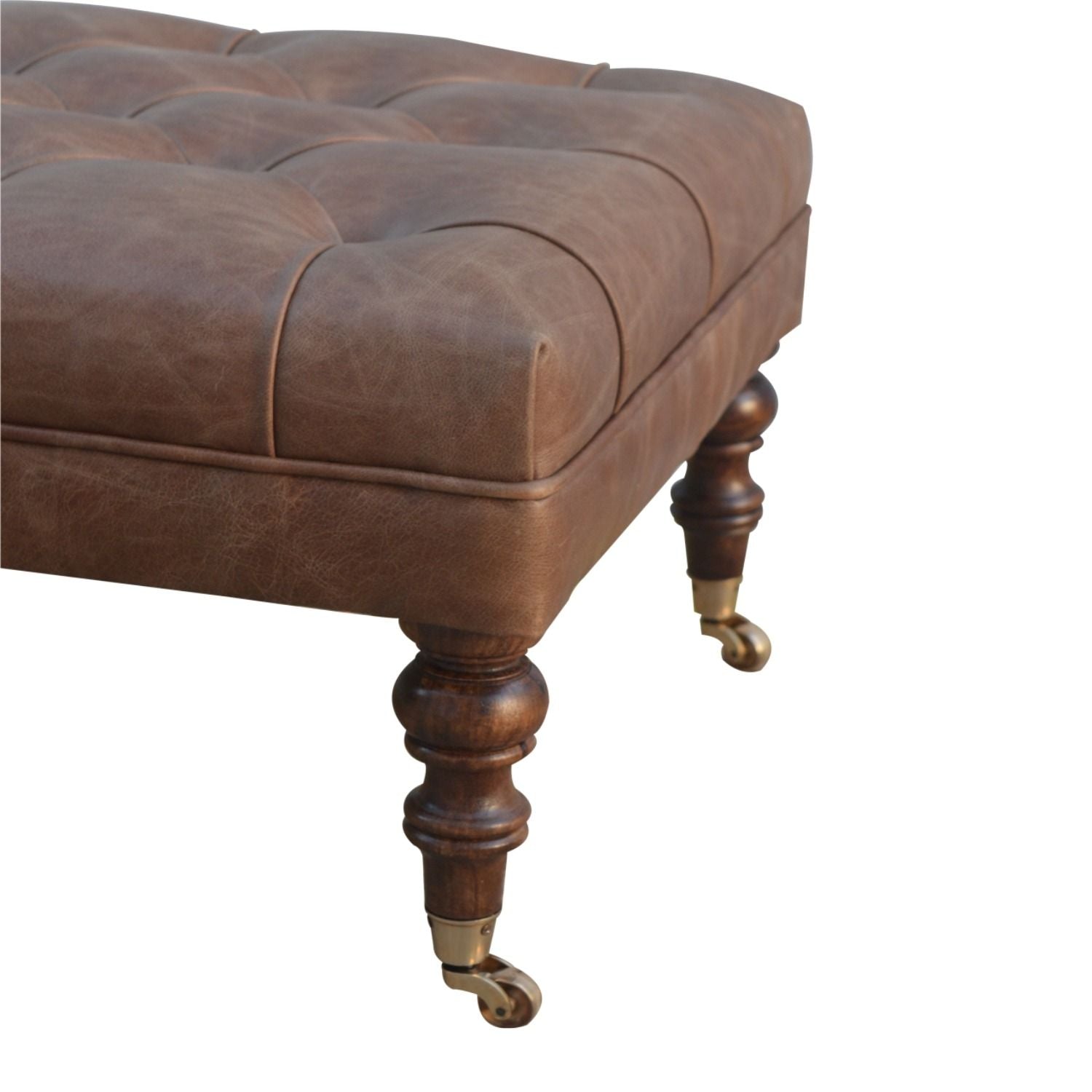 Buffalo - Leather Ottoman With Castor Legs